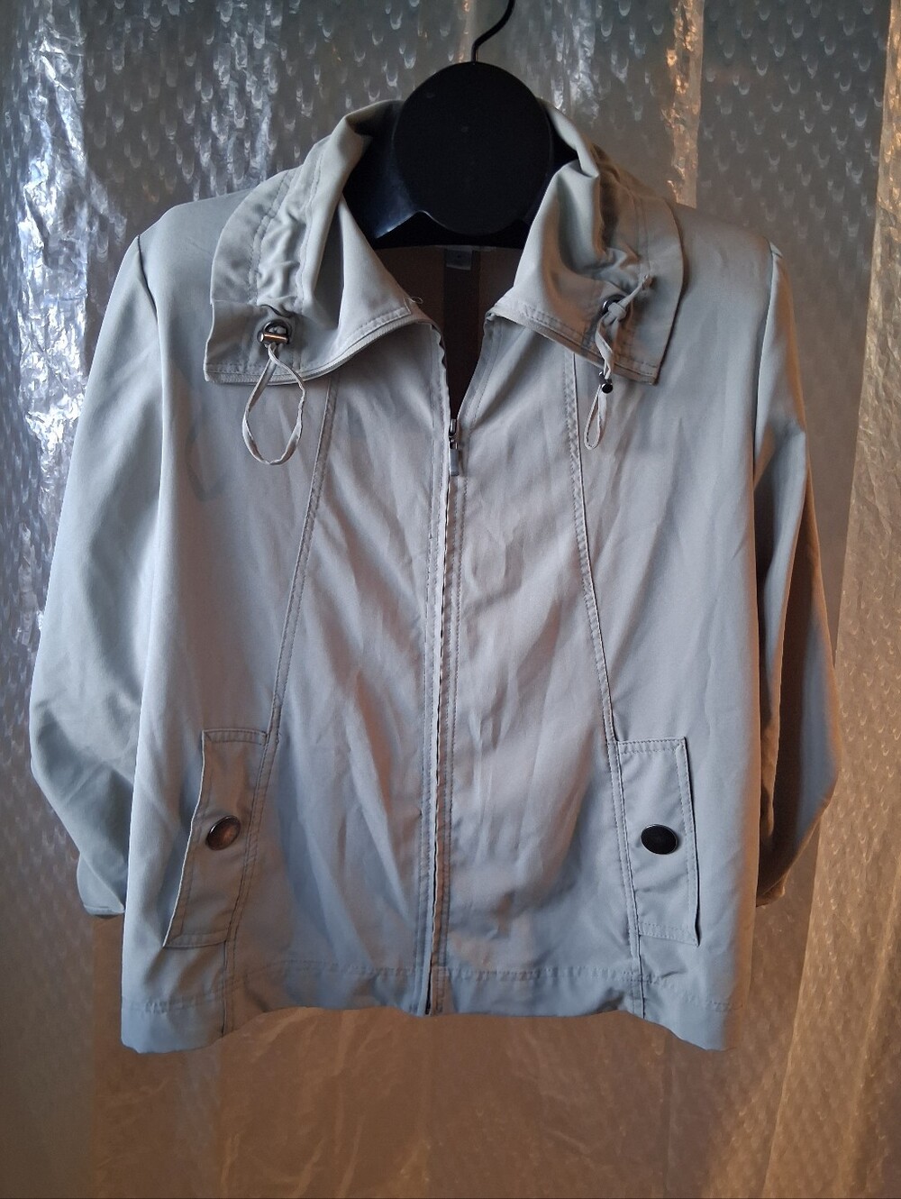 Passports Light Beige Zip Front Windbreaker Jacket Womens Size M